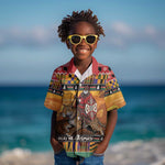 Afro Christmas in Kenya Safari Kid Hawaiian Shirt Black Santa Riding Leopards - African Pride