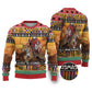 Afro Christmas in Kenya Safari Ugly Christmas Sweater Black Santa Riding Leopards - African Pride