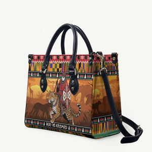 Kenya Safari Christmas Leather Bag Black Santa Riding Leopards - Heri ya Krismasi