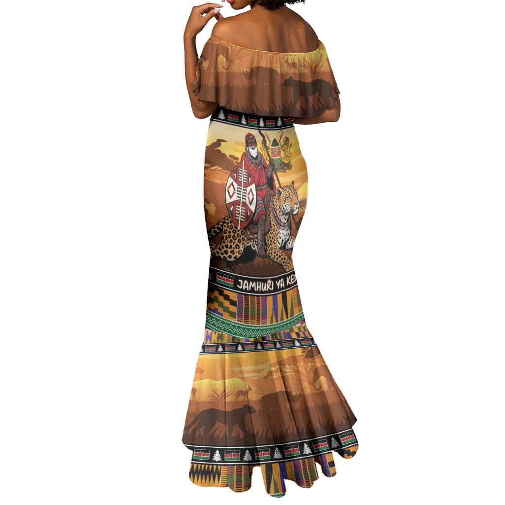 Afro Christmas in Kenya Safari Mermaid Dress Black Santa Riding Leopards - African Pride