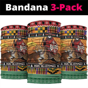 Afro Christmas in Kenya Safari Neck Gaiter Black Santa Riding Leopards - African Pride