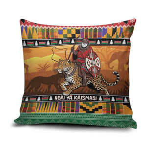Kenya Safari Christmas Pillow Cover Black Santa Riding Leopards - Heri ya Krismasi