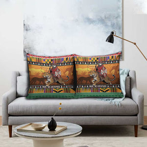 Kenya Safari Christmas Pillow Cover Black Santa Riding Leopards - Heri ya Krismasi