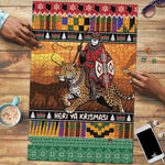 Kenya Safari Christmas Puzzle Black Santa Riding Leopards - Heri ya Krismasi