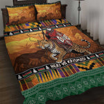 Afro Christmas in Kenya Safari Quilt Bed Set Black Santa Riding Leopards - African Pride