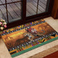 Afro Christmas in Kenya Safari Rubber Doormat Black Santa Riding Leopards - African Pride
