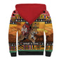Afro Christmas in Kenya Safari Sherpa Hoodie Black Santa Riding Leopards - African Pride