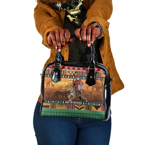 Afro Christmas in Kenya Safari Shoulder Handbag Black Santa Riding Leopards - African Pride