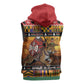 Afro Christmas in Kenya Safari Sleeveless Hoodie Black Santa Riding Leopards - African Pride