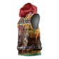 Afro Christmas in Kenya Safari Sleeveless Hoodie Black Santa Riding Leopards - African Pride