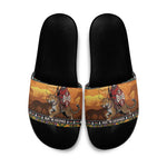 Kenya Safari Christmas Slide Sandals Black Santa Riding Leopards - Heri ya Krismasi
