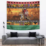 Afro Christmas in Kenya Safari Tapestry Black Santa Riding Leopards - African Pride