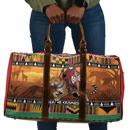 Kenya Safari Christmas Travel Bag Black Santa Riding Leopards - Heri ya Krismasi