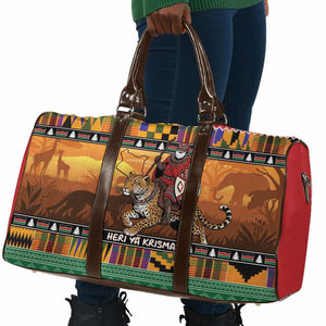 Kenya Safari Christmas Travel Bag Black Santa Riding Leopards - Heri ya Krismasi