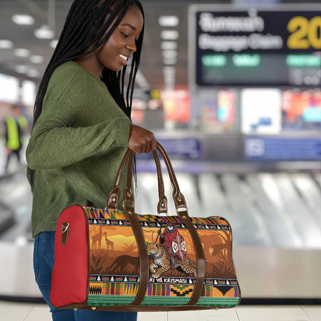 Kenya Safari Christmas Travel Bag Black Santa Riding Leopards - Heri ya Krismasi