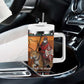 Afro Christmas in Kenya Safari Tumbler With Handle Black Santa Riding Leopards - African Pride