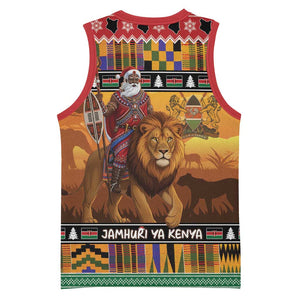 Afro Christmas in Kenya Safari Basketball Jersey Black Santa Riding Lion LT15