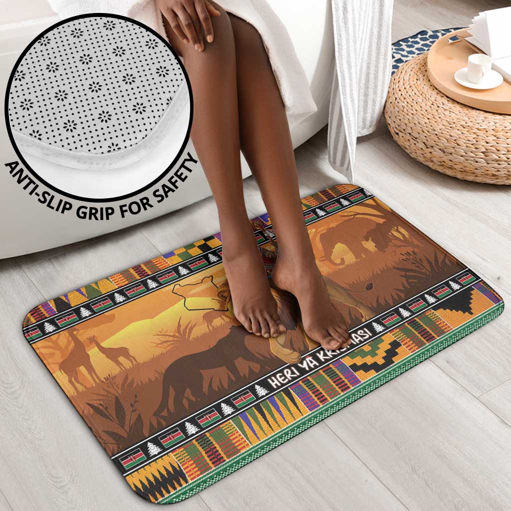 Kenya Safari Christmas Bathroom Set Black Santa Riding Lion - Heri ya Krismasi