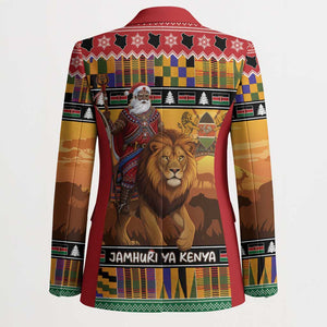 Kenya Safari Christmas Blazer Black Santa Riding Lion - Heri ya Krismasi