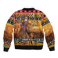 Afro Christmas in Kenya Safari Bomber Jacket Black Santa Riding Lion - African Pride