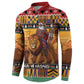 Kenya Safari Christmas Button Sweatshirt Black Santa Riding Lion - Heri ya Krismasi