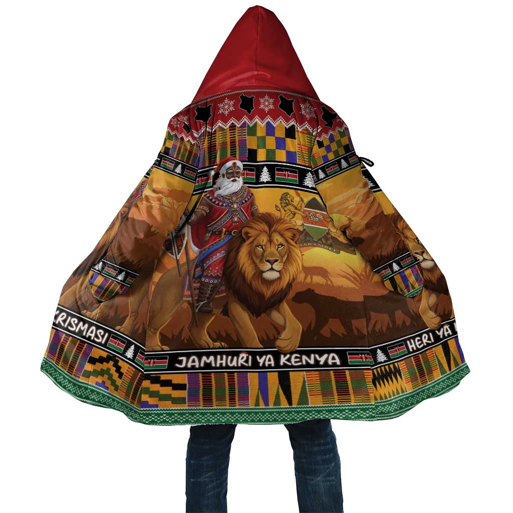 Kenya Safari Christmas Cloak Black Santa Riding Lion - Heri ya Krismasi