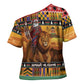 Kenya Safari Christmas Cross Shoulder Shirt Black Santa Riding Lion - Heri ya Krismasi