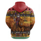 Afro Christmas in Kenya Safari Hoodie Black Santa Riding Lion - African Pride