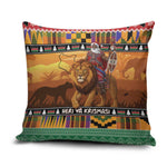 Kenya Safari Christmas Pillow Cover Black Santa Riding Lion - Heri ya Krismasi