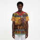 Kenya Safari Christmas Scrub Top Black Santa Riding Lion - Heri ya Krismasi - African Pride