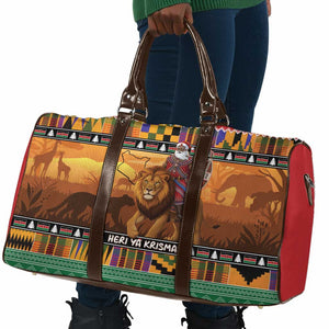 Kenya Safari Christmas Travel Bag Black Santa Riding Lion - Heri ya Krismasi