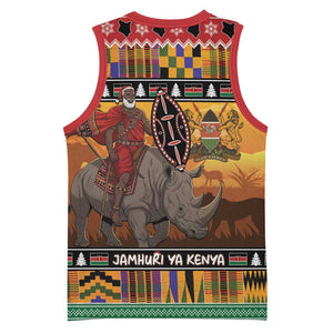 Afro Christmas in Kenya Safari Basketball Jersey Black Santa Riding Rhinoceros LT15