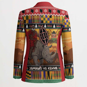 Kenya Safari Christmas Blazer Black Santa Riding Rhinoceros - Heri ya Krismasi