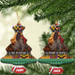 Afro Christmas in Kenya Safari Ceramic Ornament Black Santa Riding Rhinoceros - African Pride