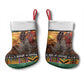 Afro Christmas in Kenya Safari Christmas Stocking Black Santa Riding Rhinoceros - African Pride