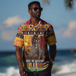 Afro Christmas in Kenya Safari Hawaiian Shirt Black Santa Riding Rhinoceros - African Pride