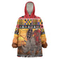 Afro Christmas in Kenya Safari Kid Wearable Blanket Hoodie Black Santa Riding Rhinoceros - African Pride