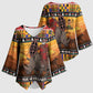 Kenya Safari Christmas Kimono Sleeve Blouse Black Santa Riding Rhinoceros - Heri ya Krismasi