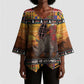 Kenya Safari Christmas Kimono Sleeve Blouse Black Santa Riding Rhinoceros - Heri ya Krismasi