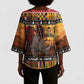 Kenya Safari Christmas Kimono Sleeve Blouse Black Santa Riding Rhinoceros - Heri ya Krismasi