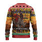 Afro Christmas in Kenya Safari Ugly Christmas Sweater Black Santa Riding Rhinoceros - African Pride
