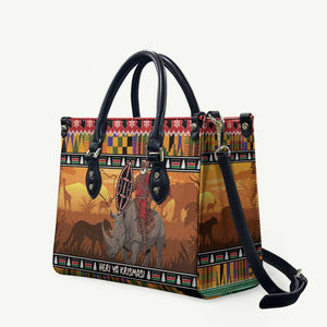 Kenya Safari Christmas Leather Bag Black Santa Riding Rhinoceros - Heri ya Krismasi