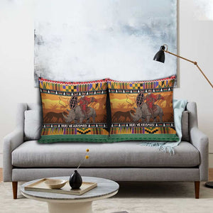 Kenya Safari Christmas Pillow Cover Black Santa Riding Rhinoceros - Heri ya Krismasi