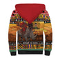Afro Christmas in Kenya Safari Sherpa Hoodie Black Santa Riding Rhinoceros - African Pride