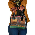 Afro Christmas in Kenya Safari Shoulder Handbag Black Santa Riding Rhinoceros - African Pride