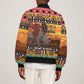 Afro Christmas in Kenya Safari Sleeve Zip Bomber Jacket Black Santa Riding Rhinoceros - African Pride