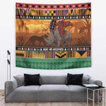 Afro Christmas in Kenya Safari Tapestry Black Santa Riding Rhinoceros - African Pride