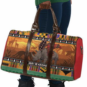 Kenya Safari Christmas Travel Bag Black Santa Riding Rhinoceros - Heri ya Krismasi