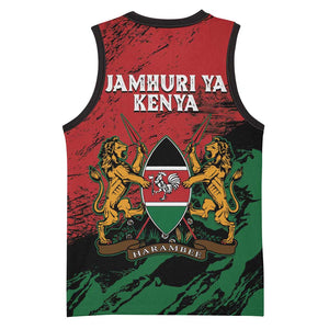 Jamhuri Ya Kenya Basketball Jersey African Lion - Coat Of Arms LT15