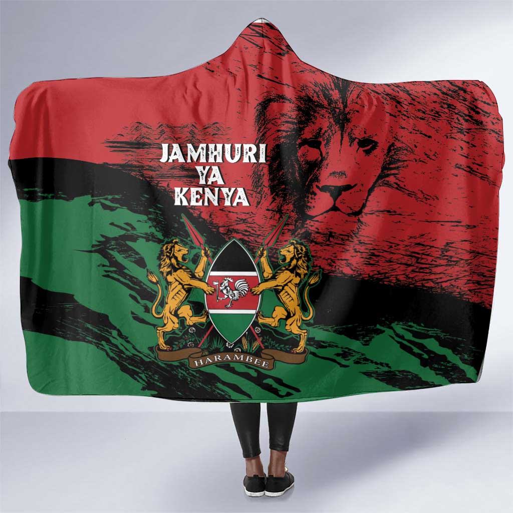 Jamhuri Ya Kenya Hooded Blanket African Lion - Coat Of Arms